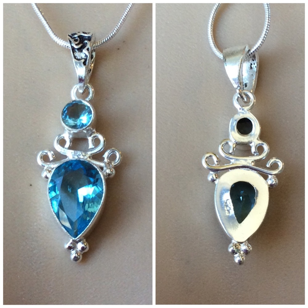 π TOPAZ PENDANT NECKLACE CELTIC 925 SILVER BOHO - Picture 6 of 6